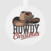 Howdy Christmas Cowboy Hat – Western Holiday Decor オーナメント (裏面)