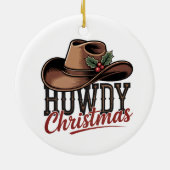 Howdy Christmas Cowboy Hat – Western Holiday Decor セラミックオーナメント (裏面)