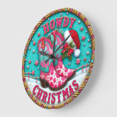 Howdy Christmas Cowgirl ラージ壁時計 (傾斜)