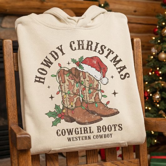 Howdy Christmas Cowgirl Boots Shirt,Retro Western パーカ