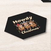 Howdy Christmas Funny Highland Cow Xmas Cows Lover ペーパーコースター (アングル)