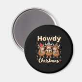 Howdy Christmas Funny Highland Cow Xmas Cows Lover マグネット (正面/裏面)