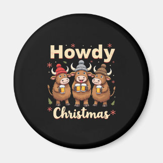 Howdy Christmas Funny Highland Cow Xmas Cows Lover マグネット