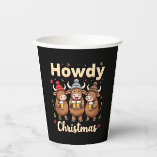 Howdy Christmas Funny Highland Cow Xmas Cows Lover 紙コップ