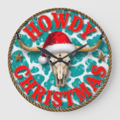 Howdy Christmas Longhorn Skull ラージ壁時計 (正面)