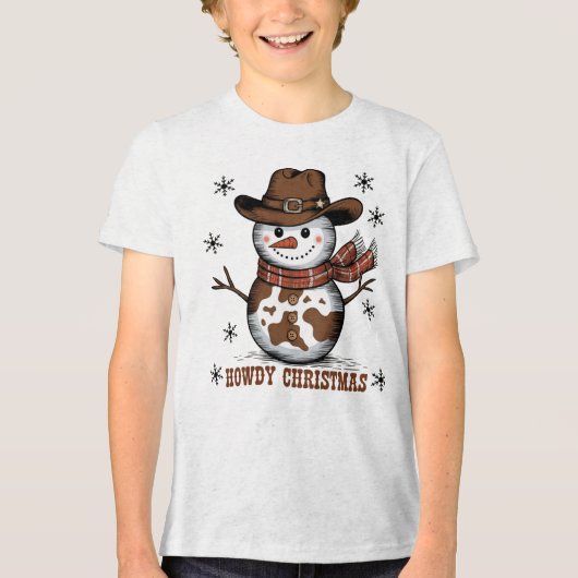 Howdy Christmas Snowman  トライブレンドＴシャツ (正面)