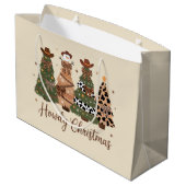 Howdy Christmas Western Retro Tree Cowboy Cowgirl  ラージペーパーバッグ (裏面アングル)