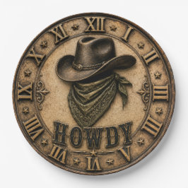 Howdy Cowboy Hat & Bandana Ranch Decor ペーパープレート