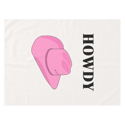 Howdy Cowboy Hat Pink テーブルクロス (正面(横))