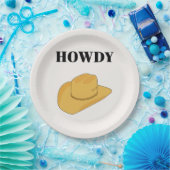 Howdy Cowboy Hat Yellow ペーパープレート (パーティー)
