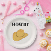 Howdy Cowboy Hat Yellow ペーパープレート (パーティー)