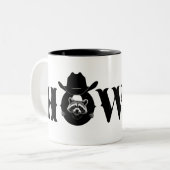 Howdy Cowboy Raccoon Western Funny Welcome ツートーンマグカップ (正面左)
