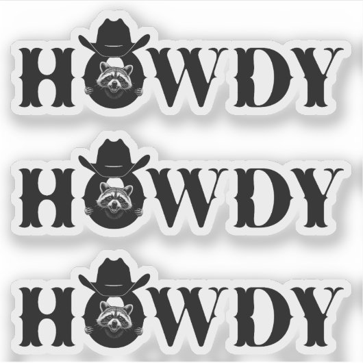 Howdy Cowboy Raccoon with Rustic Western Style シール (正面)