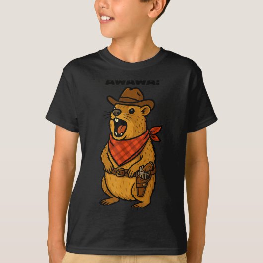 Howdy Cowboy Rock Hyrax Awawa Western Funny Tシャツ (正面)