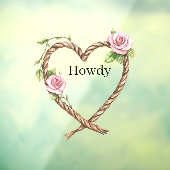 Howdy Cowgirl Pink Floral Rope Heart ウィンドウサイン (シート3)