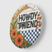 Howdy Friend Sunflower Harvest ラージ壁時計 (傾斜)