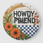 Howdy Friend Sunflower Harvest ラージ壁時計 (正面)