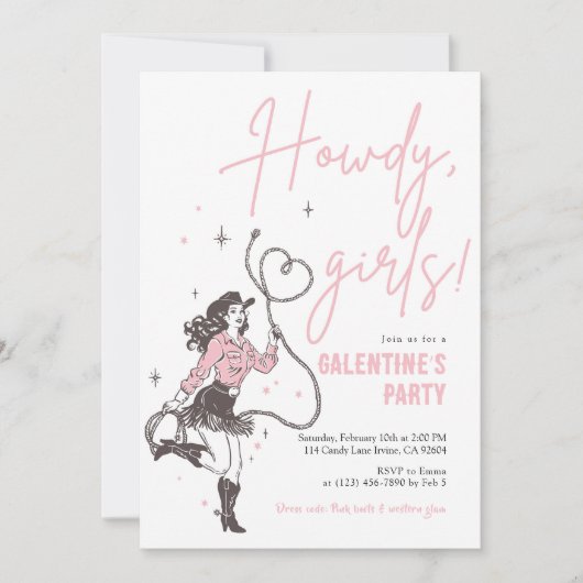 Howdy Girls Galentine’s Party Invitation 招待状 (正面)