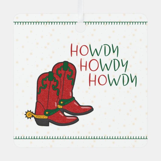 HOwdy HOwdyクリスマスカウボーイブーツ写真 メタルオーナメント (正面)