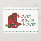 HOwdy HOwdyクリスマスカウボーイブーツ ポストカード (正面)