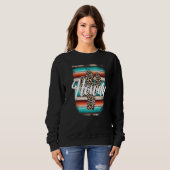 HOWDY Leopard Cactus Serape Cactus print Turquoise スウェットシャツ (正面フル)