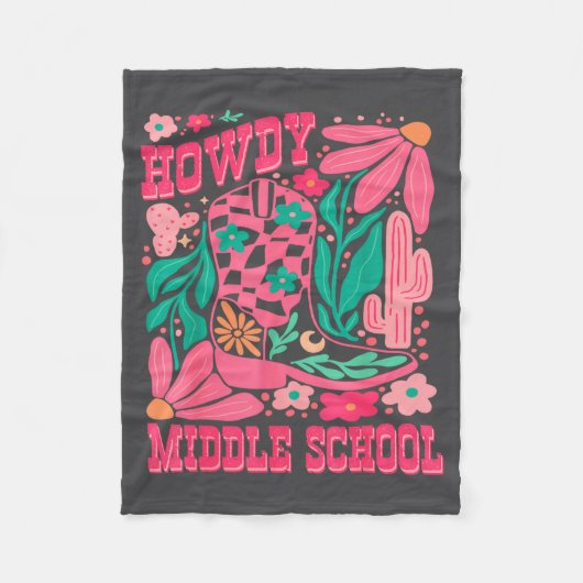 Howdy Middle School Western Girl Country Rodeo Nk  フリースブランケット (正面)