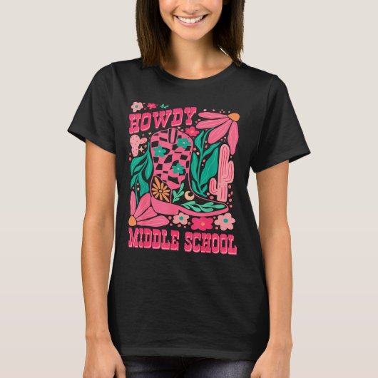 Howdy Middle School Western Girl Country Rodeo Nk Tシャツ (正面)