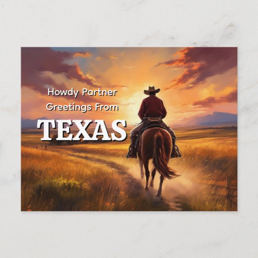 Howdy Partner Greetings from テキサス州 ポストカード (正面)
