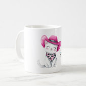 Howdy Pink Cowgirl Cat with a Hat コーヒーマグカップ (正面左)