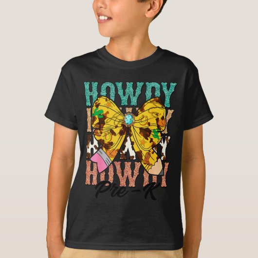Howdy Pre-k 1st Grade Teacher Western Cowboy Cowgi Tシャツ (正面)