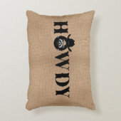 Howdy Raccoon Cowboy Hat Rustic アクセントクッション (正面(垂直))
