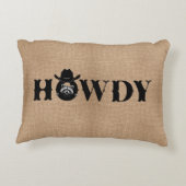 Howdy Raccoon Cowboy Hat Rustic アクセントクッション (裏面)