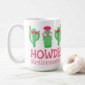 Howdy Retirement Funny Western Cactus Characters コーヒーマグカップ