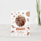Howdy Retro Western Family Photo Christmas シーズンカード (正面)