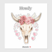 Howdy Skull Pink Roses Hearts シール (シート)