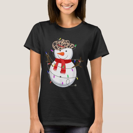 Howdy Snowman Funny Cowboy Hat Western Christmas 2 Tシャツ (正面)