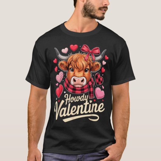 Howdy Valentine Cow Love Outfit For Couples And Af Tシャツ (正面)