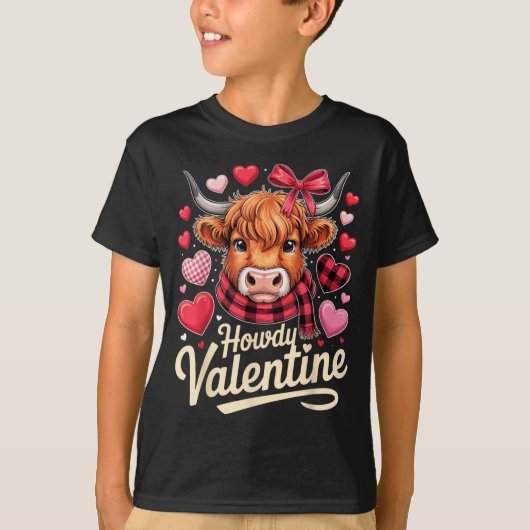 Howdy Valentine Cow Love Outfit For Couples And Af Tシャツ (正面)