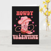 Howdy Valentine Western Boots Country Cowboy Valen カード (黄色い花)