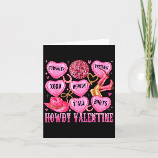 Howdy Valentine Western Cowgirl Hearts Candy Women カード (正面)