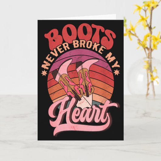 Howdy Valentines Boots Never Broke My Heart Wester カード (黄色い花)