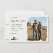 Howdy Western Rustic Watercolor Photo セーブザデート (裏面)