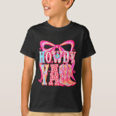 Howdy Yall Cowboy Boots Coquette Bow Western Valen Tシャツ (正面)