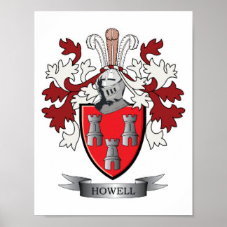 Howell Family Crest Coat of Arms ポスター