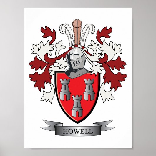 Howell Family Crest Coat of Arms ポスター (正面)