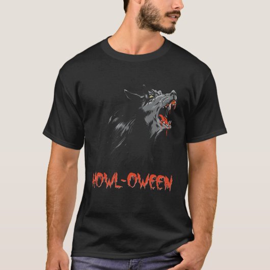 Howl oween Werewolf Wolf Moon Werewolf Halloween C Tシャツ (正面)