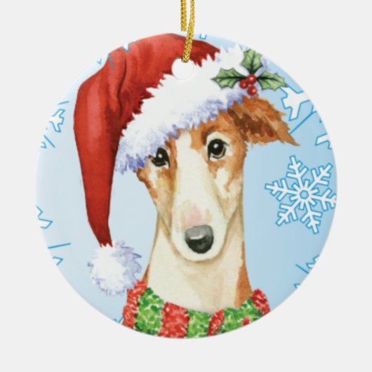 Howlidayの幸せなボルゾイ セラミックオーナメント (正面)