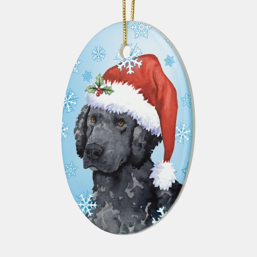 Howlidayの幸せな巻き毛上塗を施してあるレトリーバー セラミックオーナメント (左)