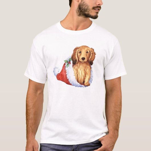 Howlidayの幸せな長い髪のダックスフント Tシャツ (正面)