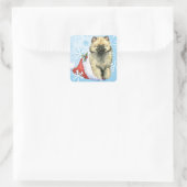 Howlidayの幸せなKeeshond スクエアシール (バッグ)